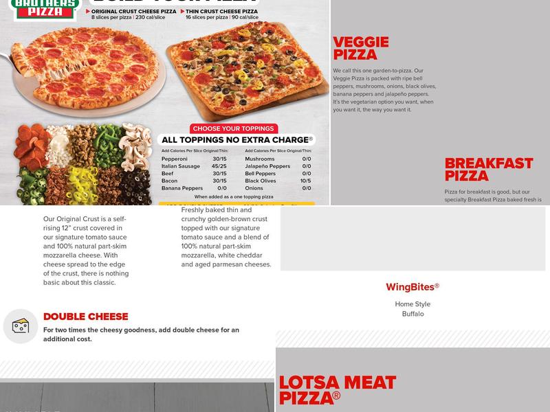 Hunt Brothers Pizza Menu