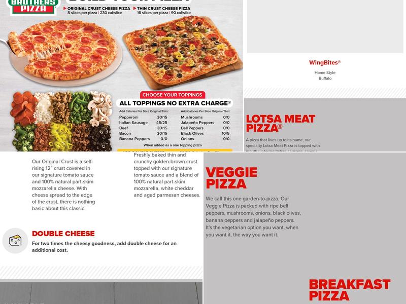 Hunt Brothers Pizza Menu