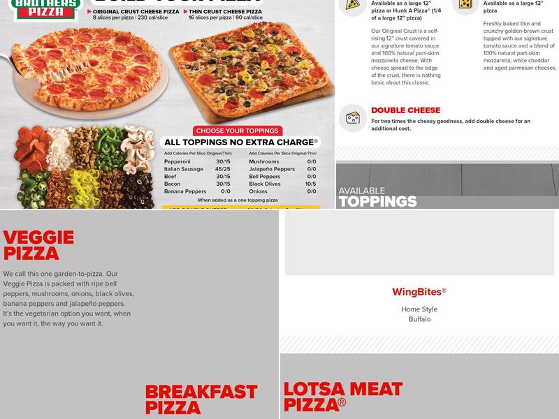 Hunt Brothers Pizza Menu