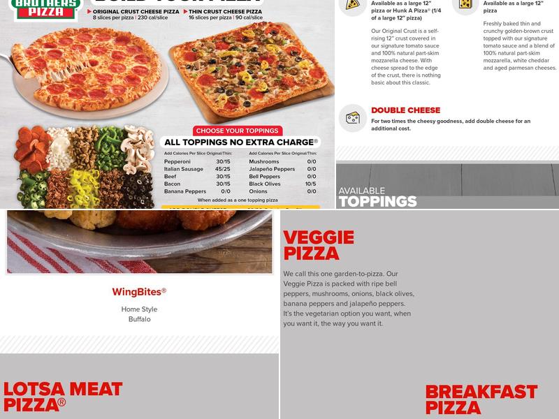 Hunt Brothers Pizza Menu