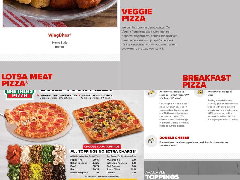 Hunt Brothers Pizza Menu