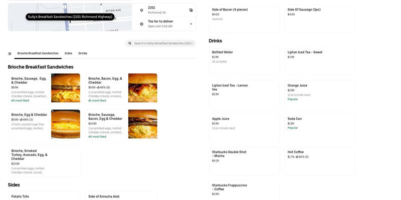 Sully's Breakfast Sandwiches Menu