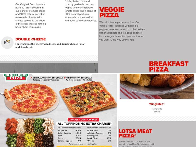 Hunt Brothers Pizza Menu