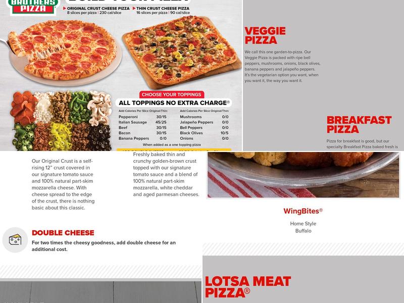 Hunt Brothers Pizza Menu