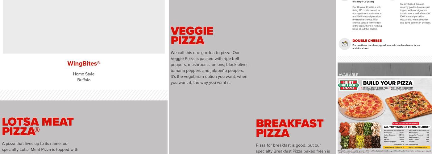 Hunt Brothers Pizza Menu