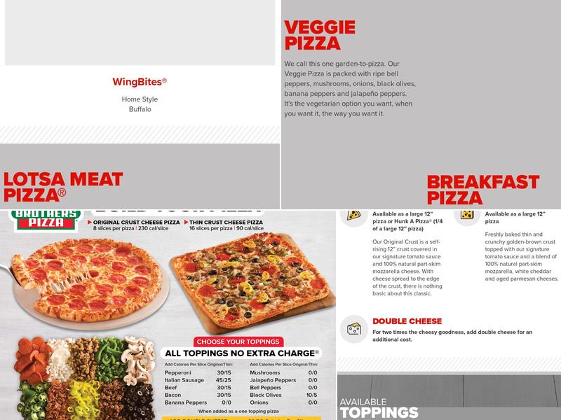 Hunt Brothers Pizza Menu