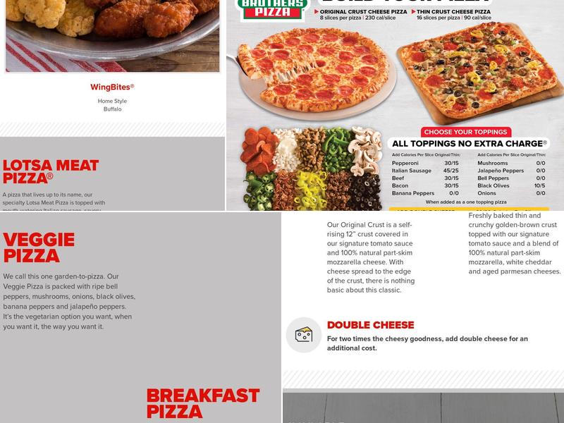 Hunt Brothers Pizza Menu