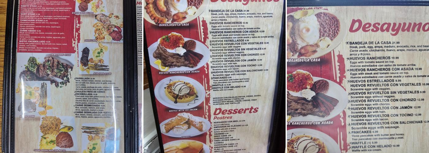 Sabor Latino Restaurante y Pupuseria Menu