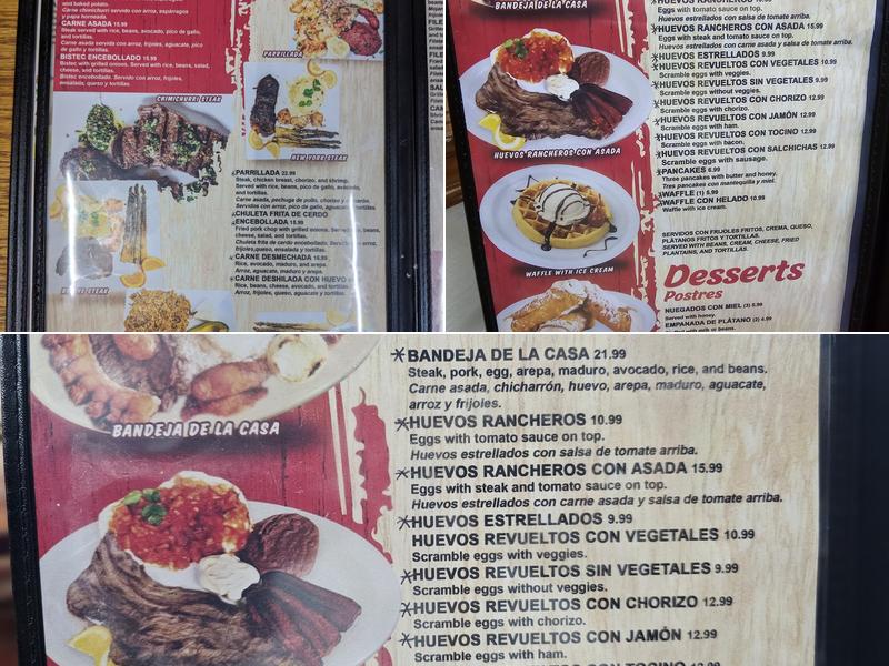 Sabor Latino Restaurante y Pupuseria Menu