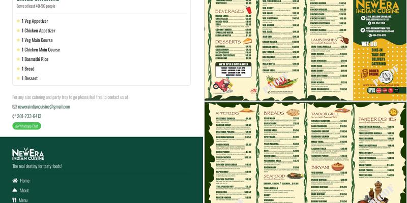 New Era Indian Cuisine,Plymouth meeting Menu