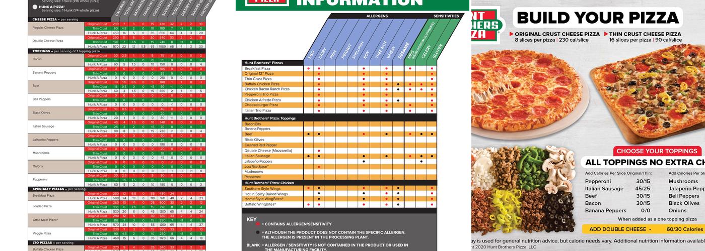 Hunt Brothers Pizza Menu