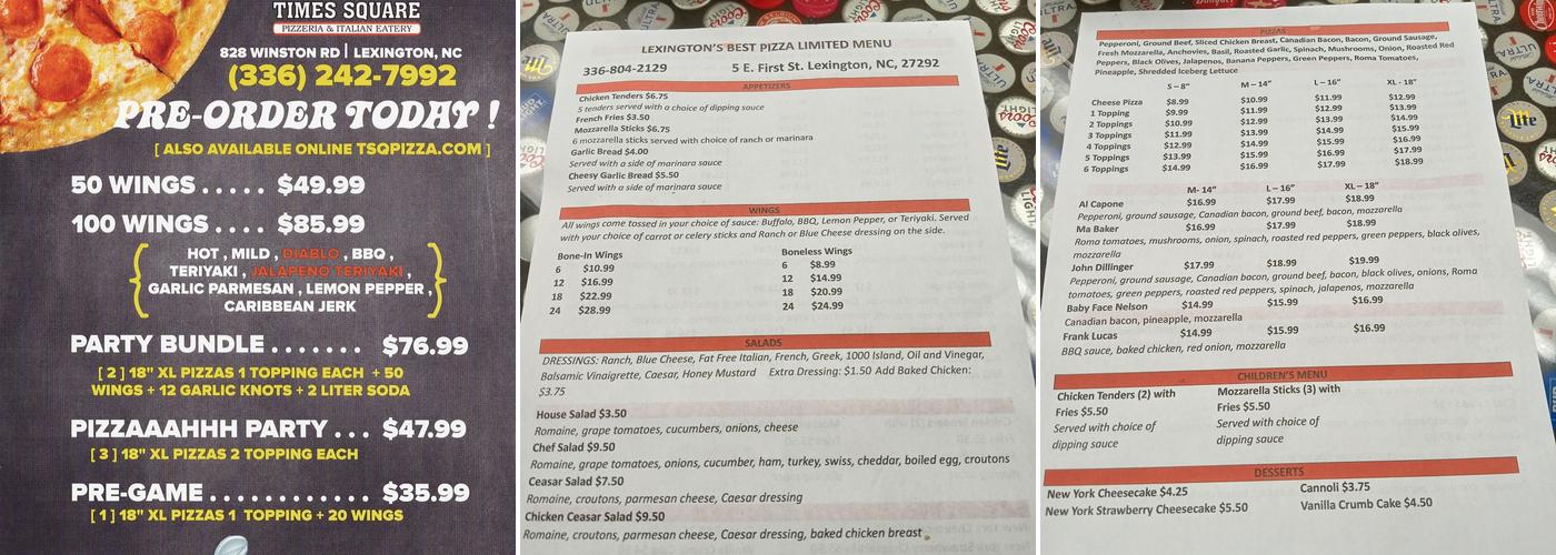 Lexington Best pizza Menu