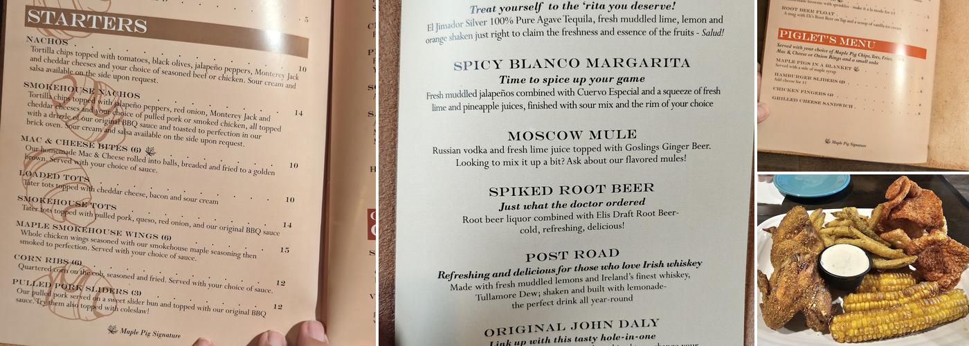 The Maple Pig Menu