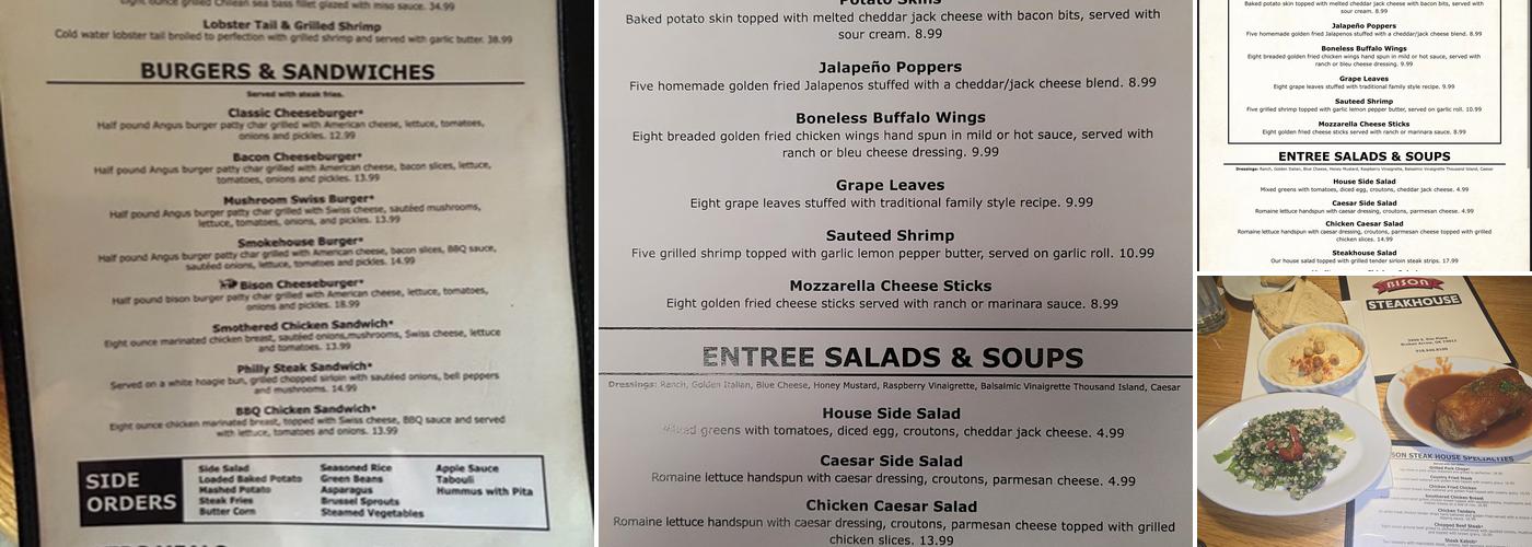 Bison Steakhouse Menu