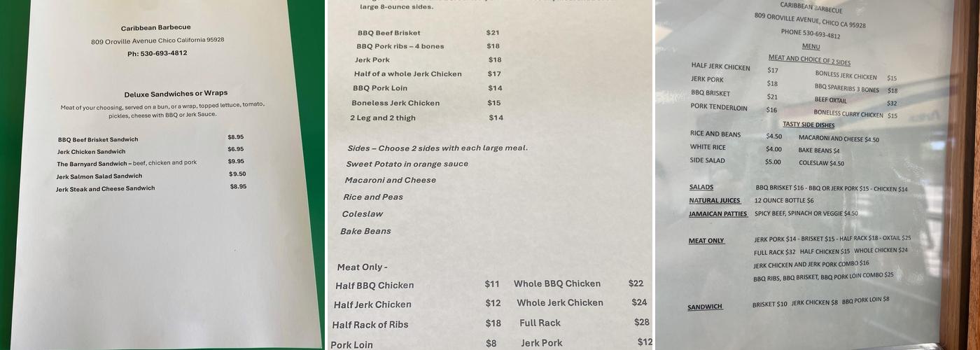 Juice Unwind Caribbean Barbeque Menu