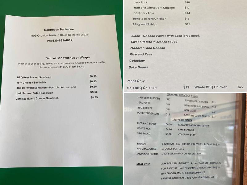 Juice Unwind Caribbean Barbeque Menu