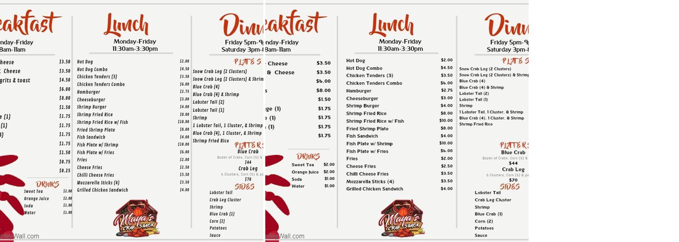 Da Shack Menu