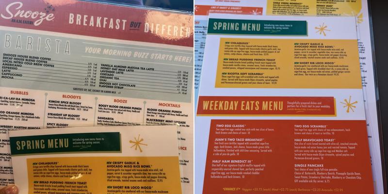 Snooze, an A.M. Eatery Menu