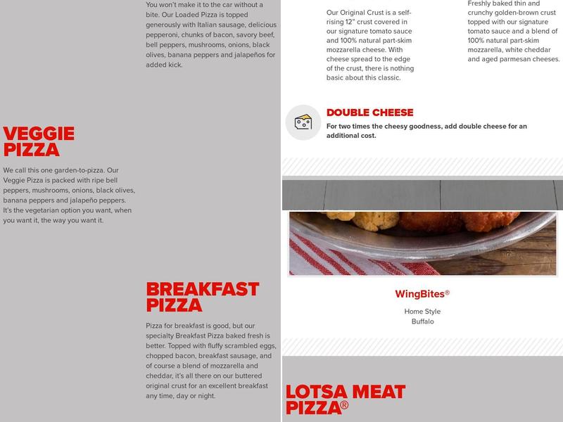 Hunt Brothers Pizza Menu