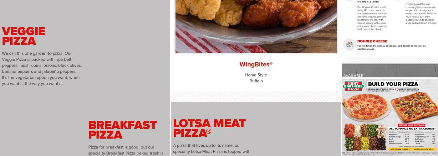 Hunt Brothers Pizza Menu