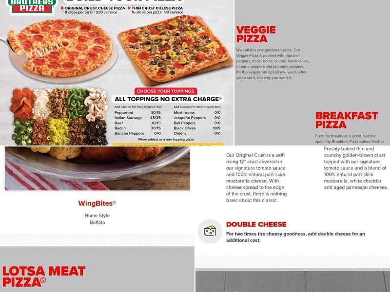 Hunt Brothers Pizza Menu