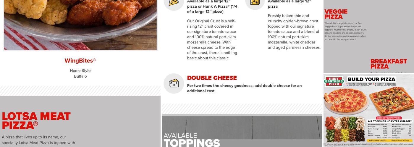 Hunt Brothers Pizza Menu