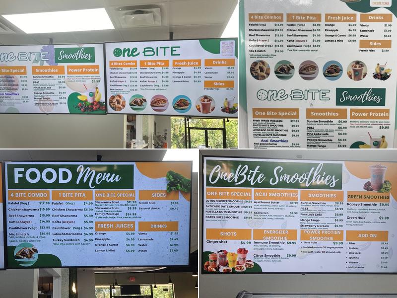 One Bite Mediterranean food & juice bar Menu