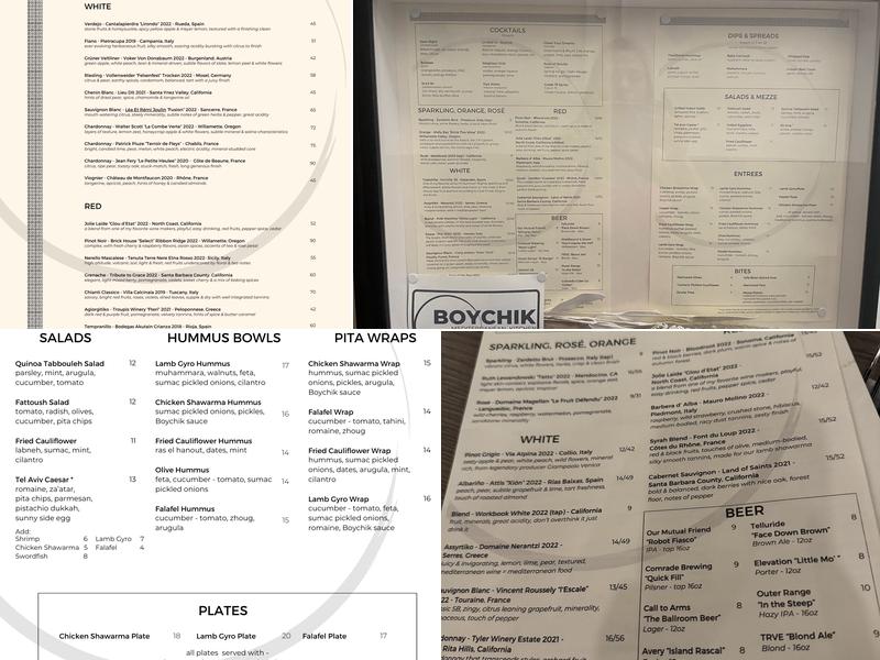 Boychik - Stanley Marketplace Menu