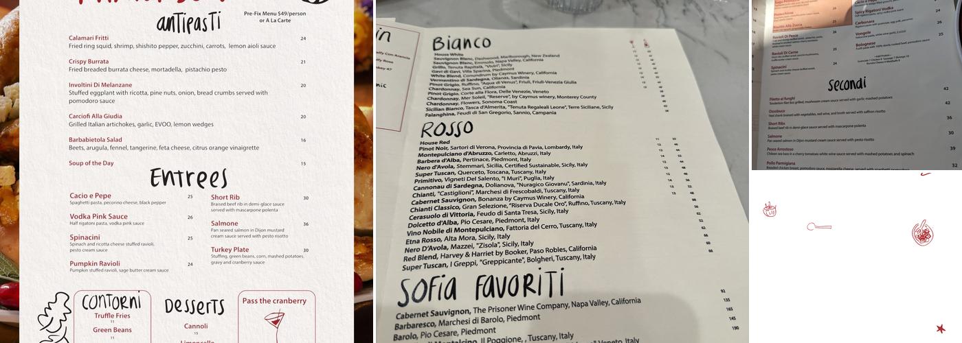 Trattoria da Sofia Menu