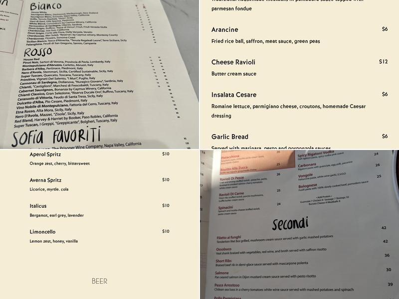 Trattoria da Sofia Menu