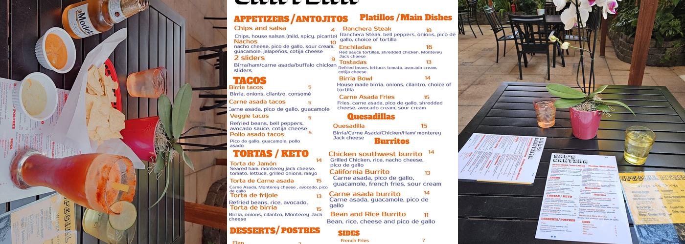Sal's Cantina Menu