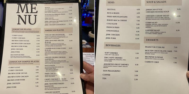 Flame Jamaican Cuisine Menu