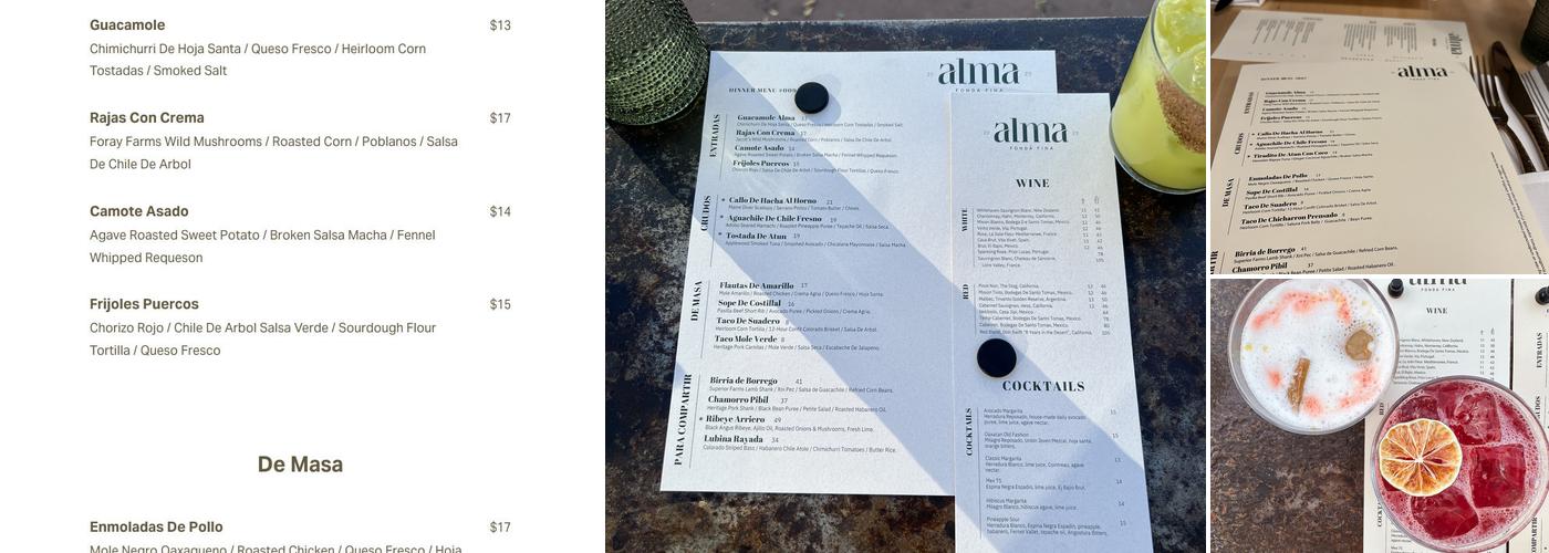 Alma Fonda Fina Menu