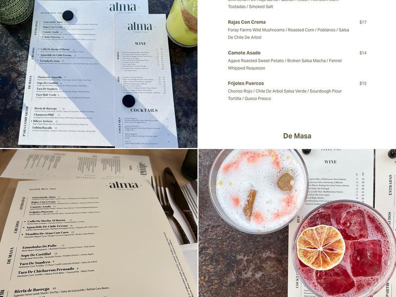 Alma Fonda Fina Menu