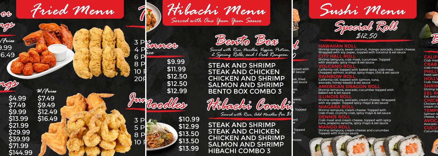 Mr Hibachi and Wings Menu