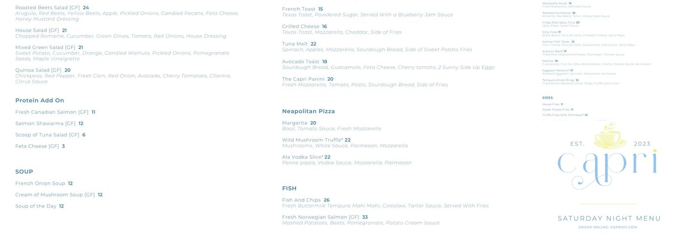 Capri Menu