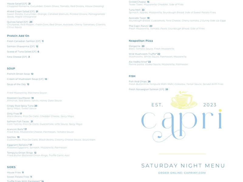 Capri Menu