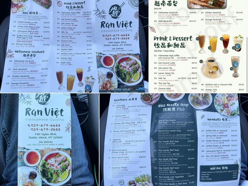 Ran Viet Menu