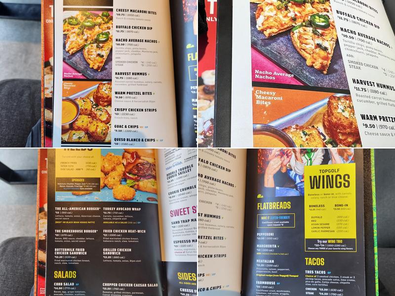 Topgolf Menu
