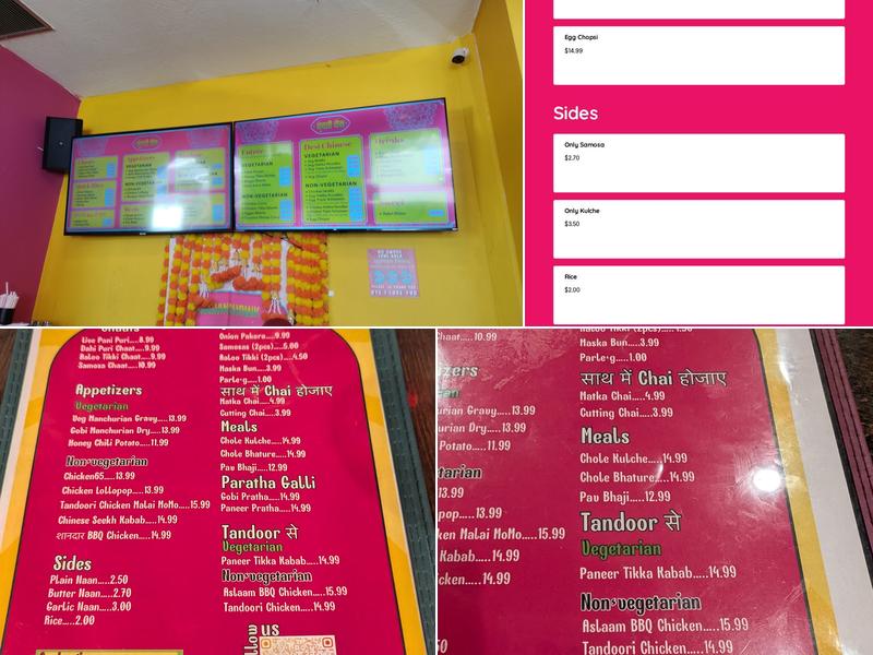 Chandni chowk Menu