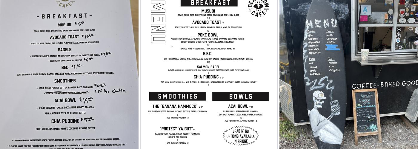 Dead Low Cafe Menu