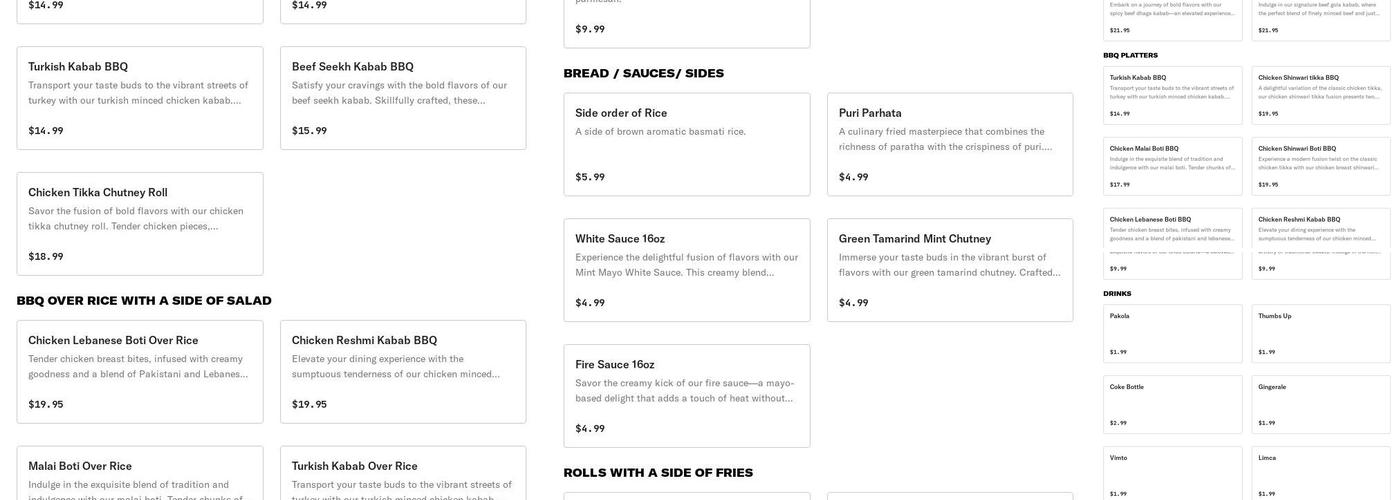 Kabab Fusion Menu