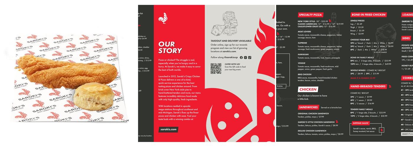 Saroki's Crispy Chicken & Pizza Menu