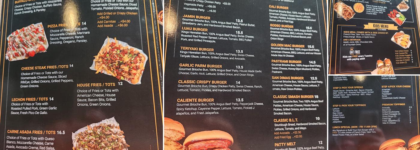 San Dimas Burger Co. Menu