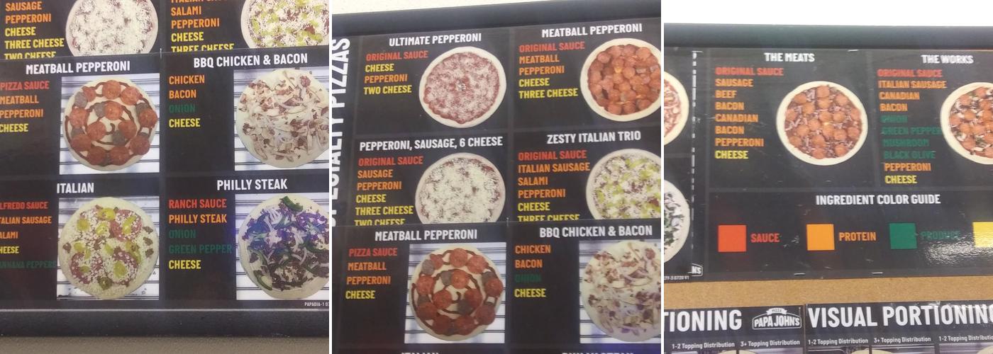 Papa Johns Pizza Menu