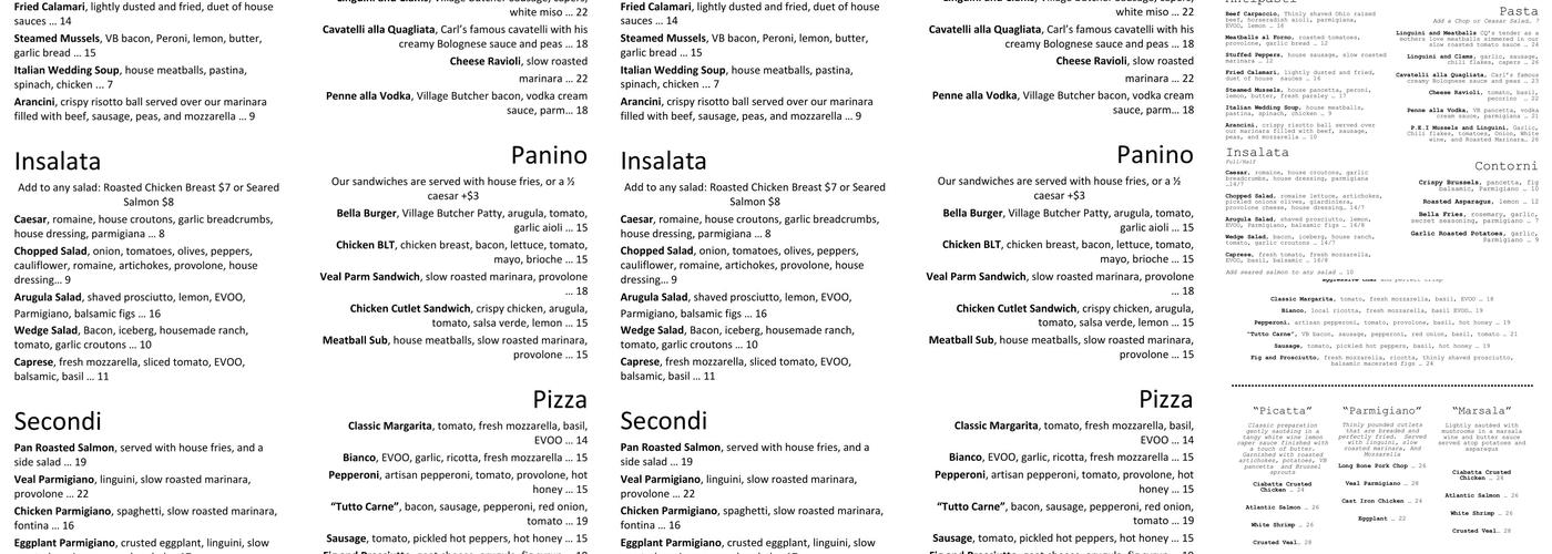 Cuoco Bello Menu