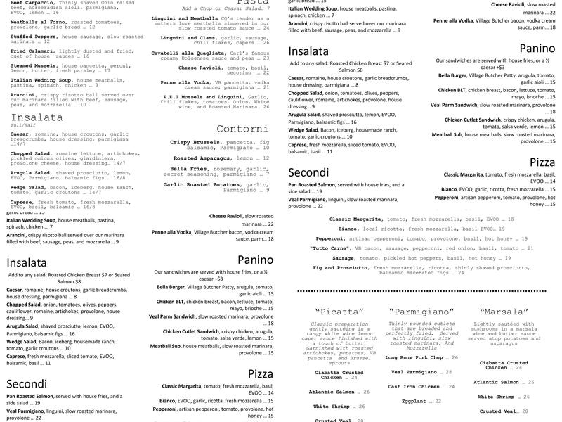 Cuoco Bello Menu