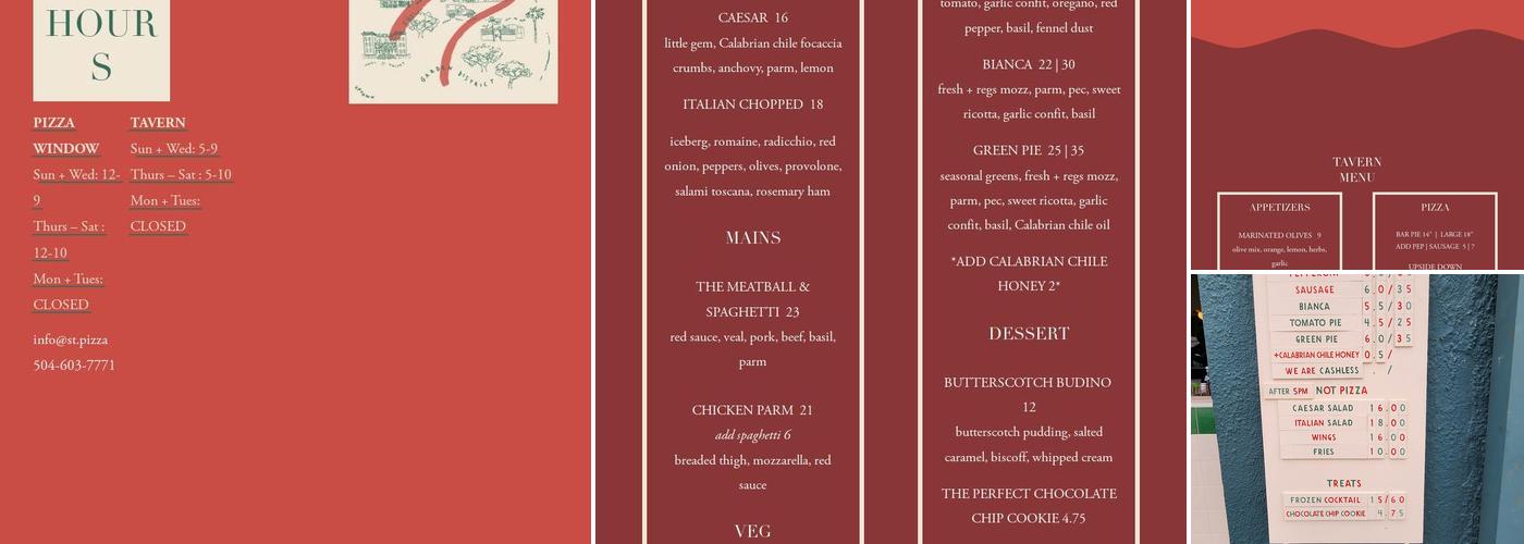 St. Pizza Menu