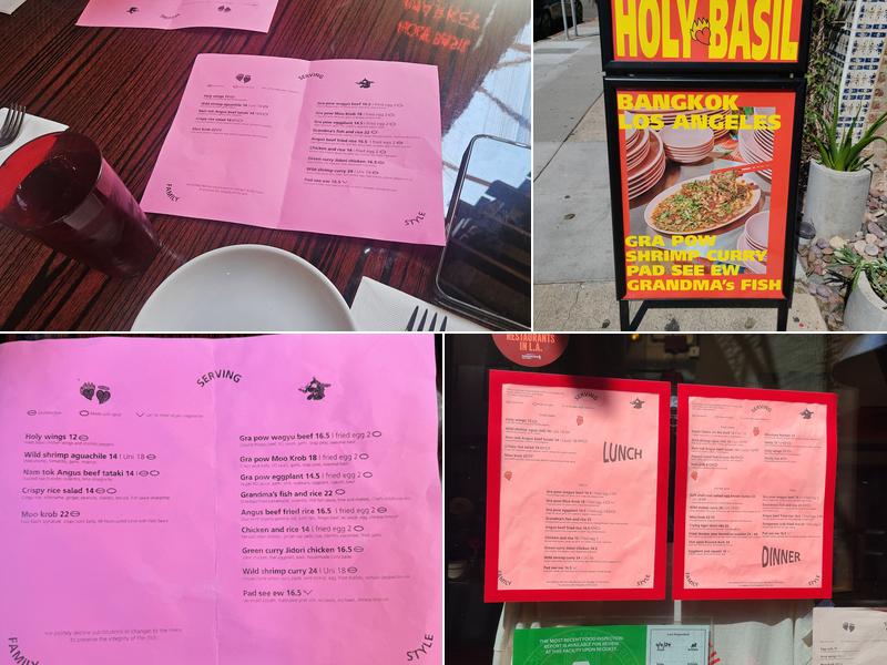 Holy Basil Market Menu