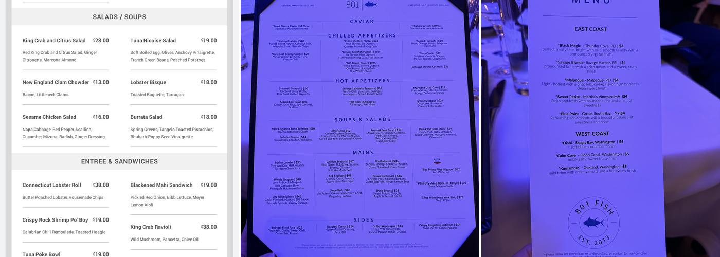 801 Fish Minneapolis Menu